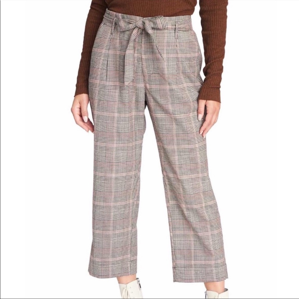 Sanctuary Inland Slashed Plaid  Crop Trouser NWT